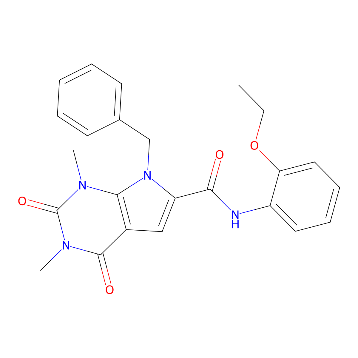 7-benzyl-N-(2-ethoxyphenyl)-1,3-dimethyl-2,4-dioxo-2,3,4,7-tetrahydro-1H-pyrrolo[2,3-d]pyrimidine-6-carboxamide molecular structure, CAS 1021216-15-8