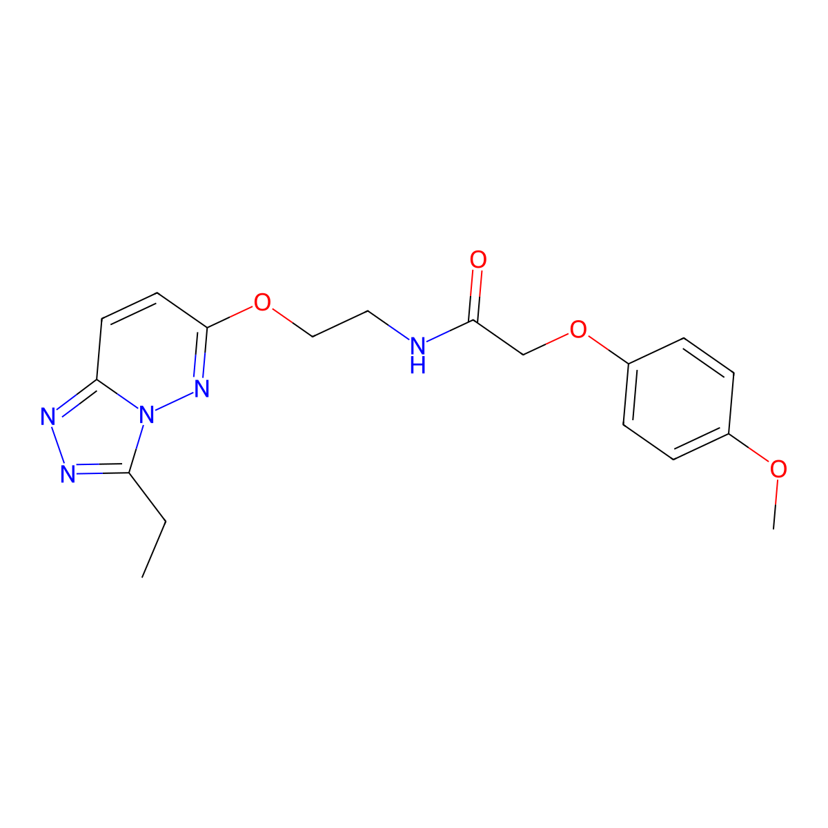 N-(2-((3-ethyl-[1,2,4]triazolo[4,3-b]pyridazin-6-yl)oxy)ethyl)-2-(4-methoxyphenoxy)acetamide molecular structure, CAS 1021216-16-9