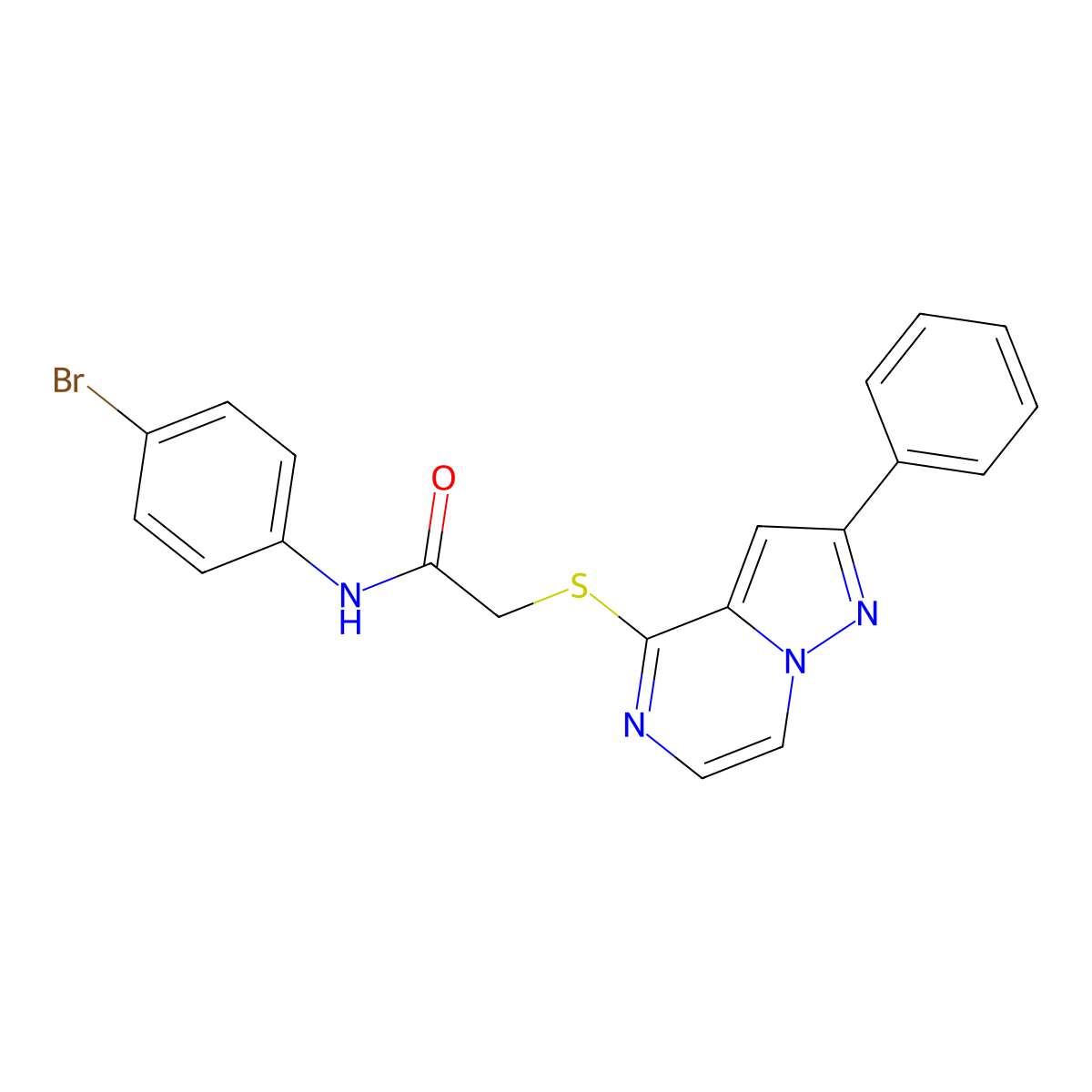 N-(4-bromophenyl)-2-[(2-phenylpyrazolo[1,5-a]pyrazin-4-yl)thio]acetamide molecular structure, CAS 1021216-17-0