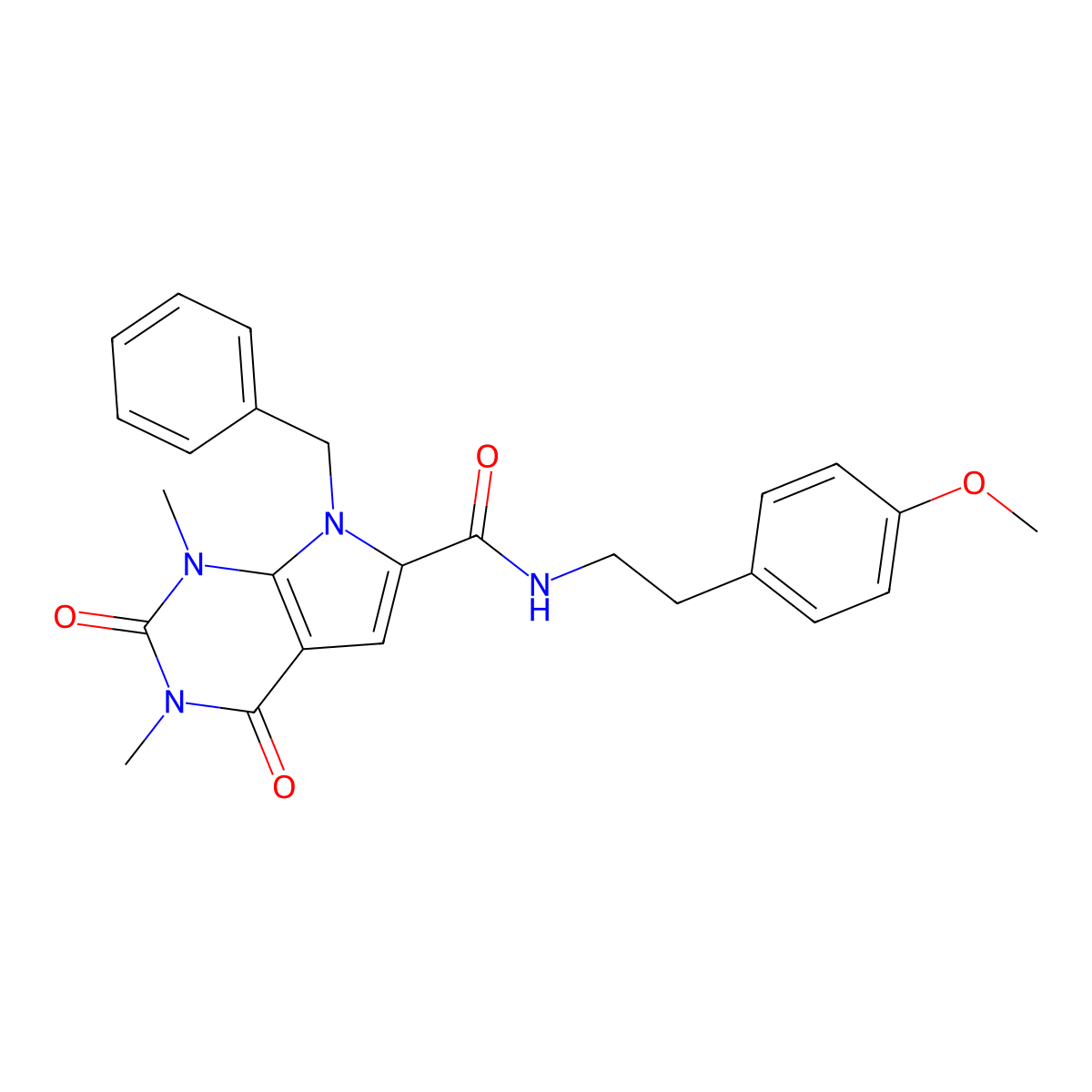 7-benzyl-N-(4-methoxyphenethyl)-1,3-dimethyl-2,4-dioxo-2,3,4,7-tetrahydro-1H-pyrrolo[2,3-d]pyrimidine-6-carboxamide molecular structure, CAS 1021216-18-1