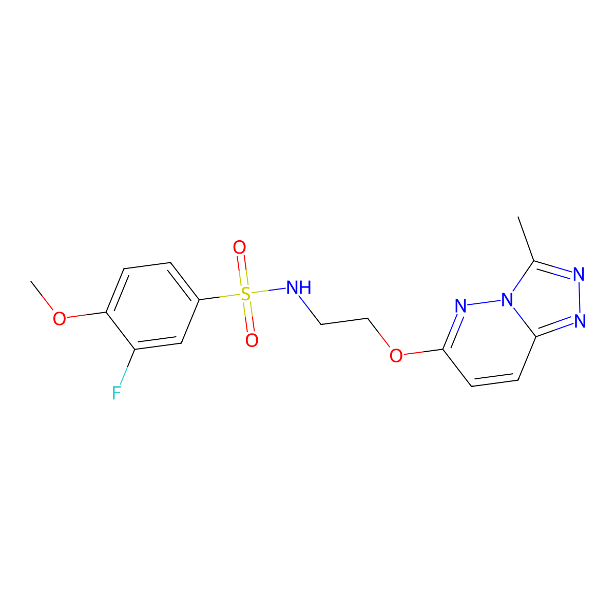3-fluoro-4-methoxy-N-[2-({3-methyl-[1,2,4]triazolo[4,3-b]pyridazin-6-yl}oxy)ethyl]benzene-1-sulfonamide molecular structure, CAS 1021216-22-7
