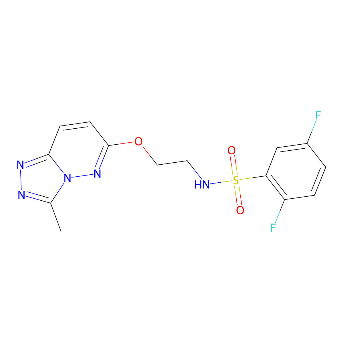2,5-difluoro-N-(2-((3-methyl-[1,2,4]triazolo[4,3-b]pyridazin-6-yl)oxy)ethyl)benzenesulfonamide molecular structure, CAS 1021216-25-0