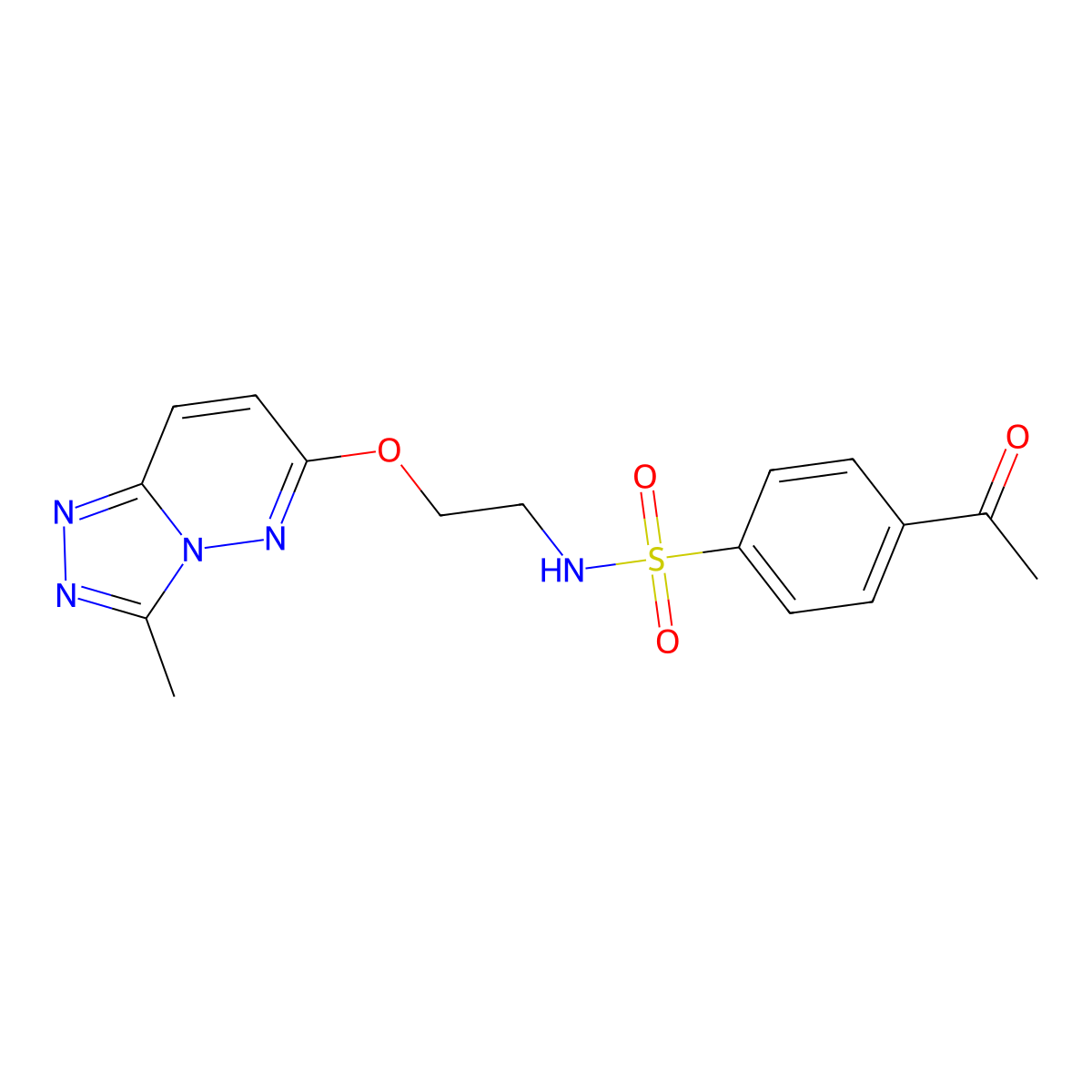 4-acetyl-N-(2-((3-methyl-[1,2,4]triazolo[4,3-b]pyridazin-6-yl)oxy)ethyl)benzenesulfonamide molecular structure, CAS 1021216-28-3