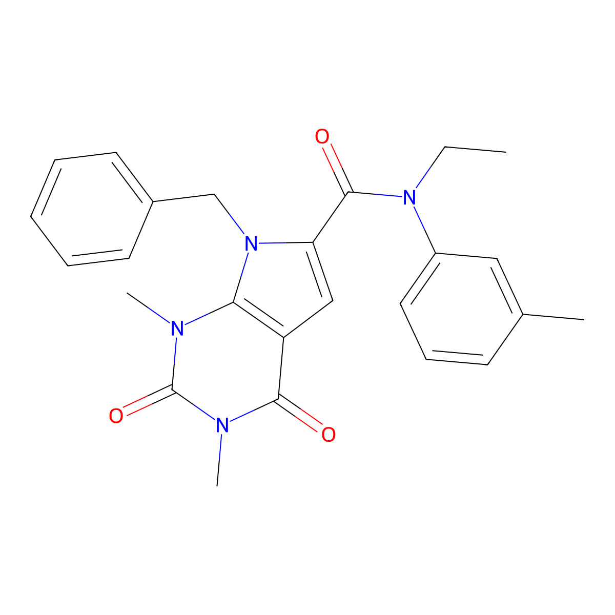 7-benzyl-N-ethyl-1,3-dimethyl-N-(3-methylphenyl)-2,4-dioxo-2,3,4,7-tetrahydro-1H-pyrrolo[2,3-d]pyrimidine-6-carboxamide molecular structure, CAS 1021216-30-7