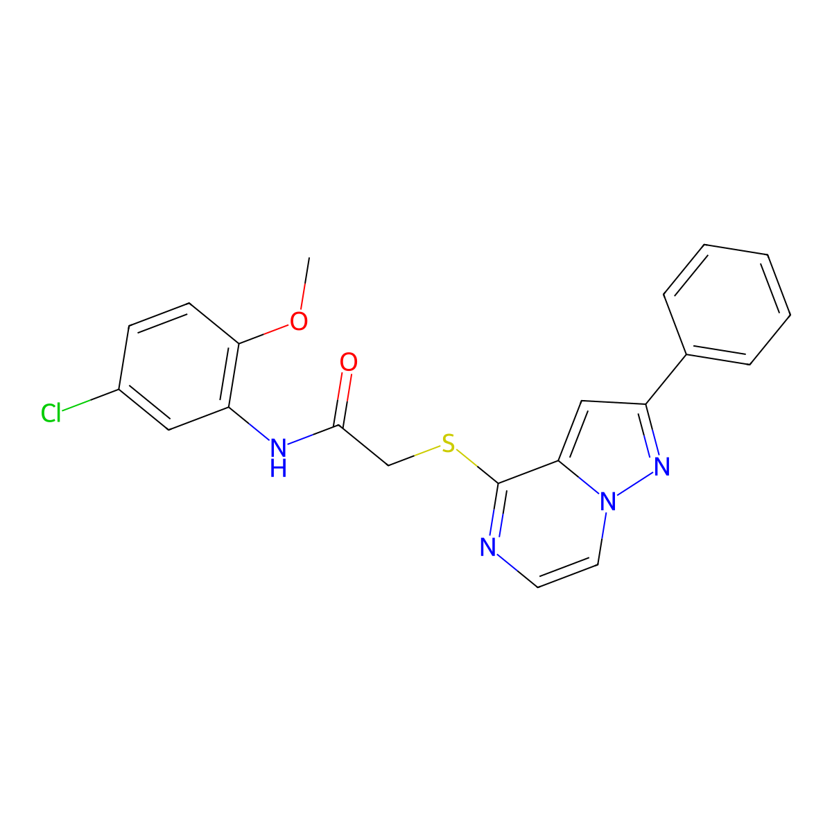 N-(5-chloro-2-methoxyphenyl)-2-[(2-phenylpyrazolo[1,5-a]pyrazin-4-yl)thio]acetamide molecular structure, CAS 1021216-32-9