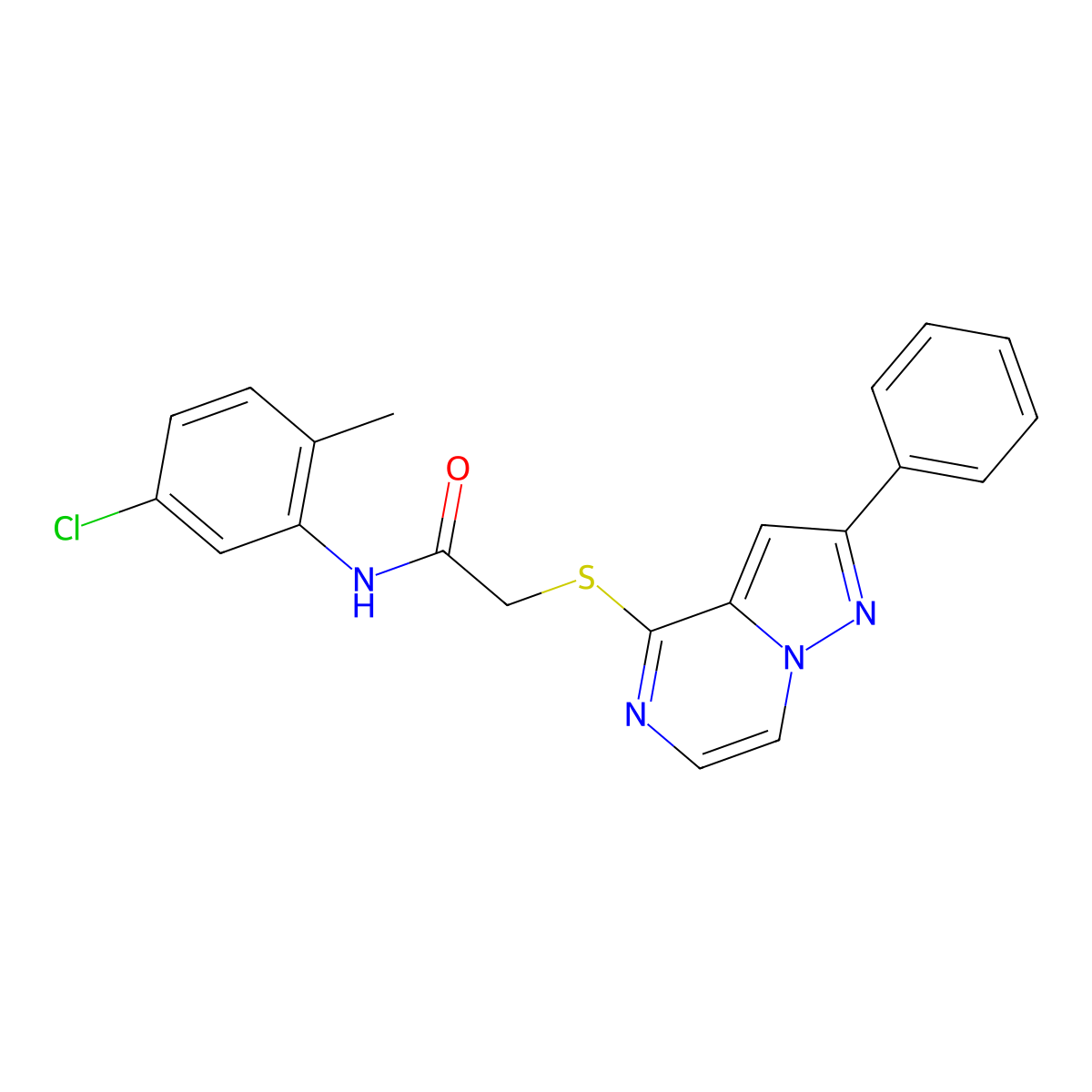 N-(5-chloro-2-methylphenyl)-2-[(2-phenylpyrazolo[1,5-a]pyrazin-4-yl)thio]acetamide molecular structure, CAS 1021216-35-2