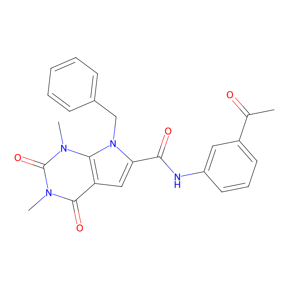 N-(3-acetylphenyl)-7-benzyl-1,3-dimethyl-2,4-dioxo-2,3,4,7-tetrahydro-1H-pyrrolo[2,3-d]pyrimidine-6-carboxamide molecular structure, CAS 1021216-37-4