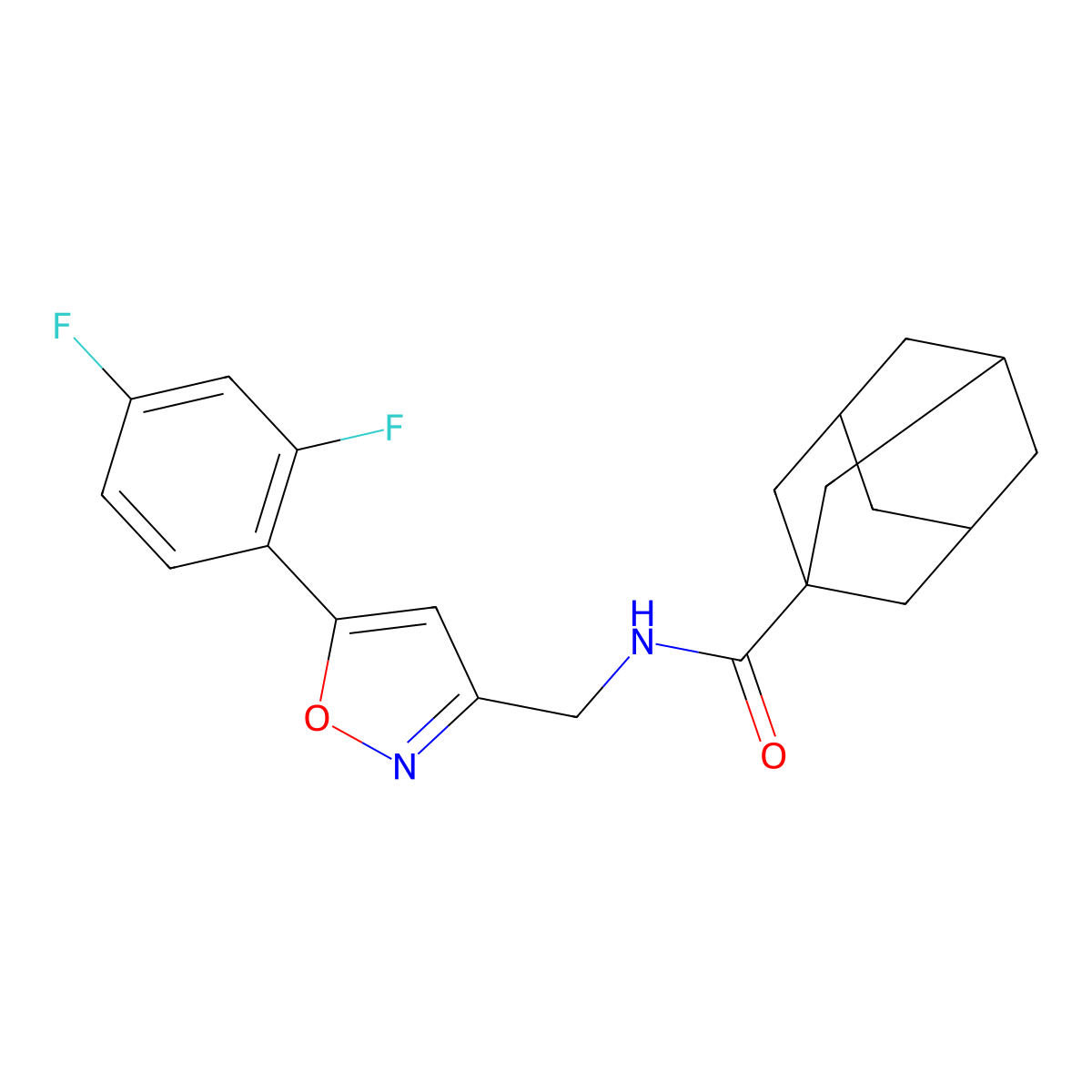 N-{[5-(2,4-difluorophenyl)-1,2-oxazol-3-yl]methyl}adamantane-1-carboxamide molecular structure, CAS 1021216-40-9