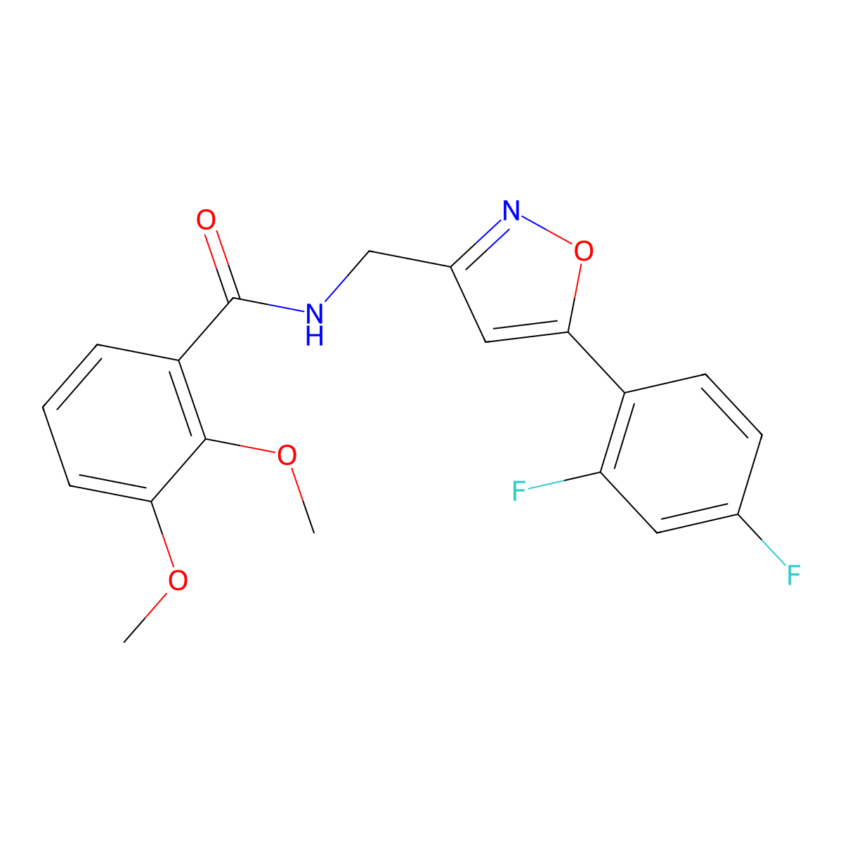 N-{[5-(2,4-difluorophenyl)-1,2-oxazol-3-yl]methyl}-2,3-dimethoxybenzamide molecular structure, CAS 1021216-44-3