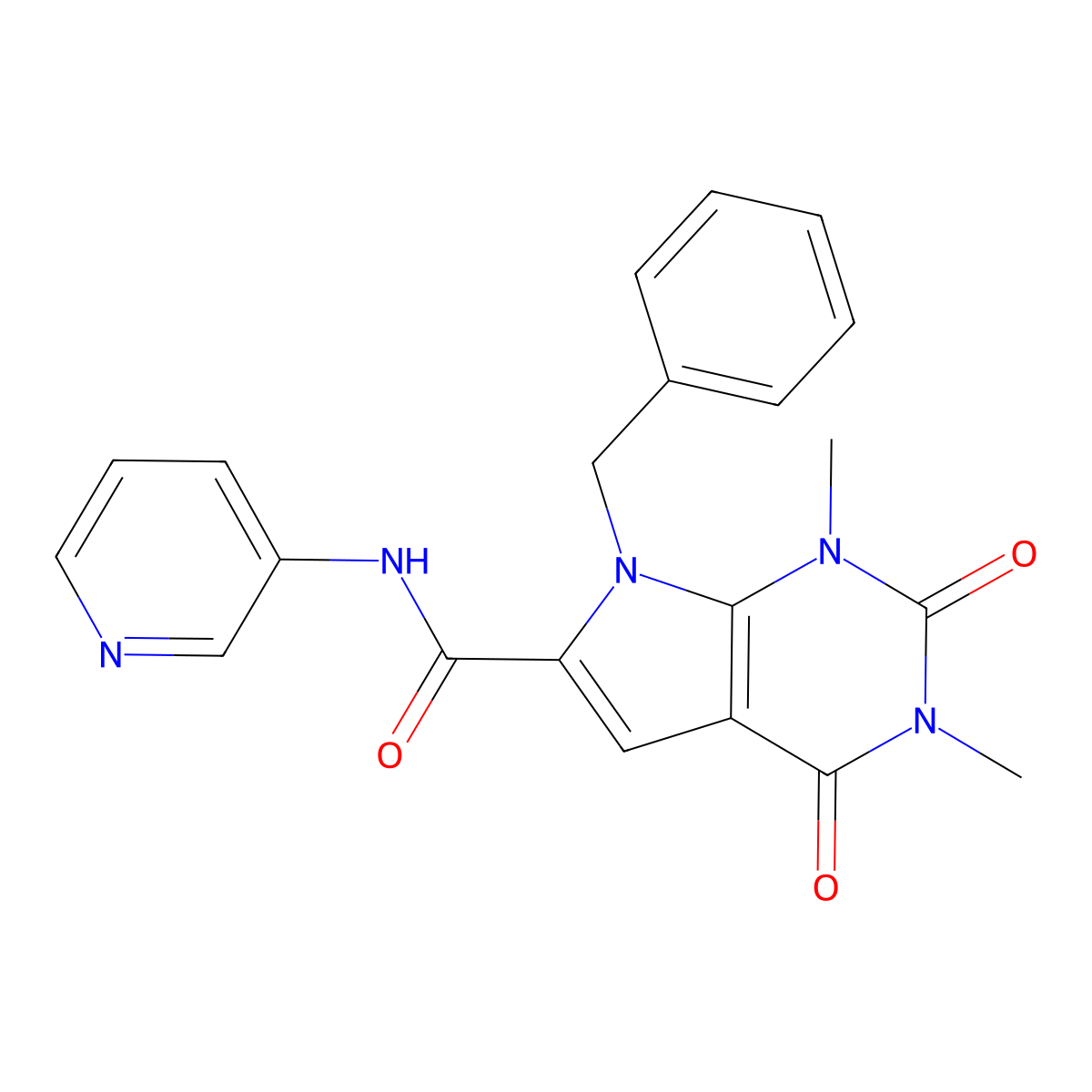 7-benzyl-1,3-dimethyl-2,4-dioxo-N-(pyridin-3-yl)-2,3,4,7-tetrahydro-1H-pyrrolo[2,3-d]pyrimidine-6-carboxamide molecular structure, CAS 1021216-45-4