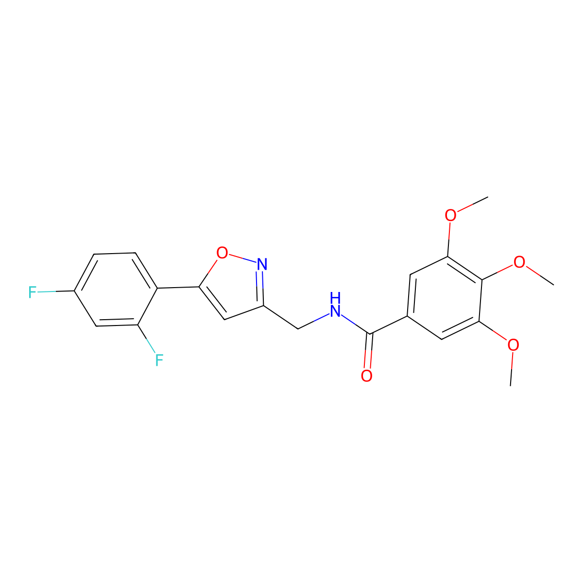 N-{[5-(2,4-difluorophenyl)-1,2-oxazol-3-yl]methyl}-3,4,5-trimethoxybenzamide molecular structure, CAS 1021216-48-7
