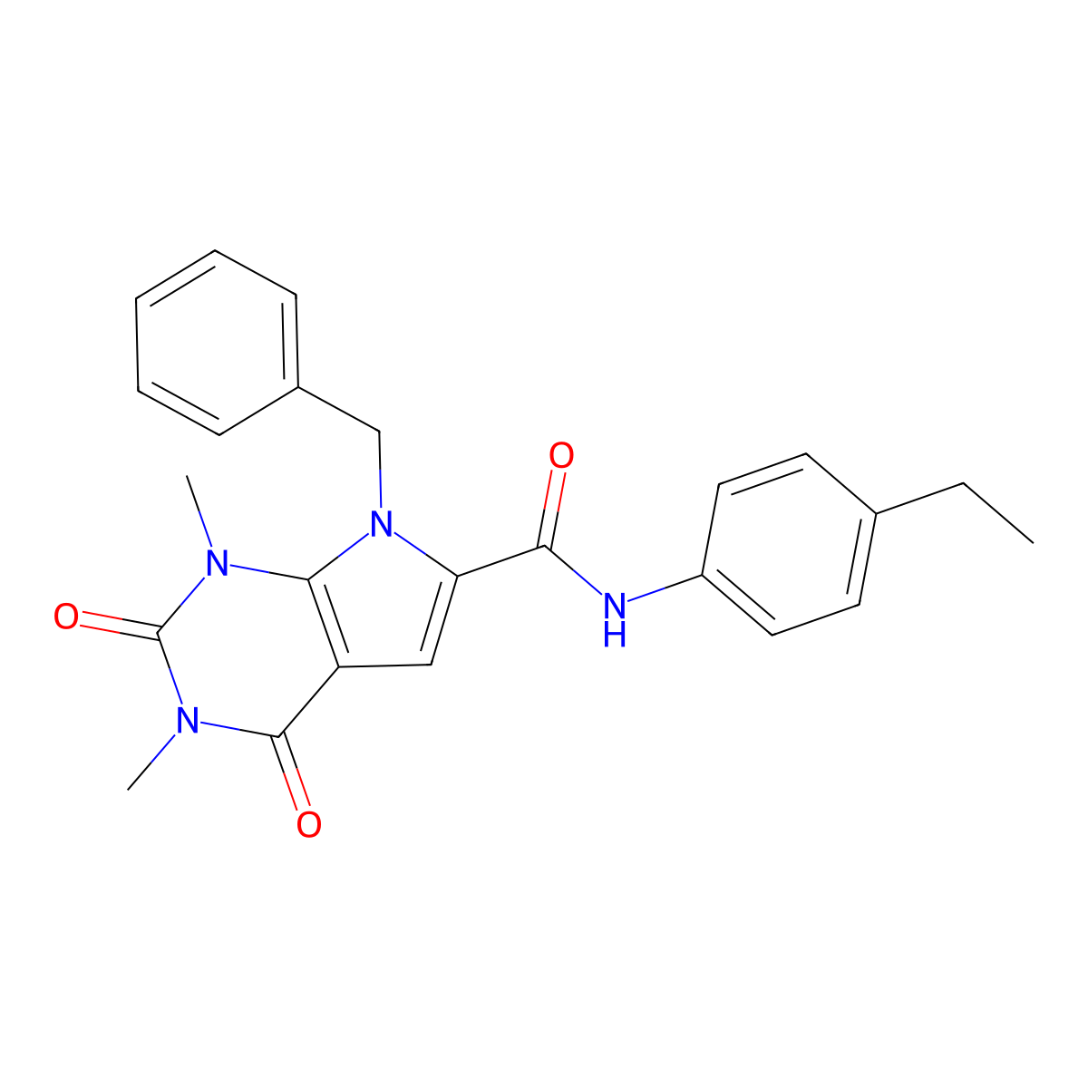 7-benzyl-N-(4-ethylphenyl)-1,3-dimethyl-2,4-dioxo-2,3,4,7-tetrahydro-1H-pyrrolo[2,3-d]pyrimidine-6-carboxamide molecular structure, CAS 1021216-49-8