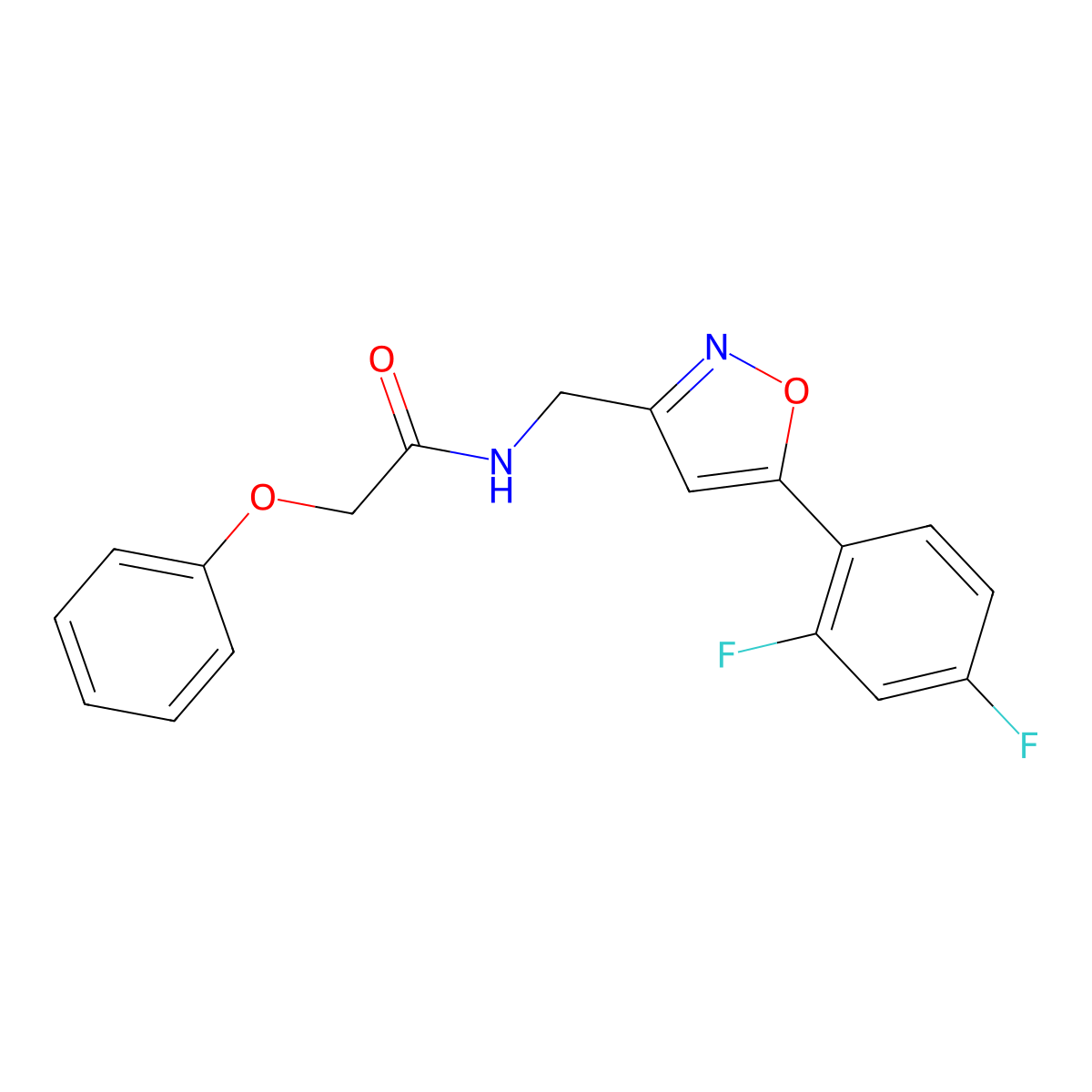 N-{[5-(2,4-difluorophenyl)-1,2-oxazol-3-yl]methyl}-2-phenoxyacetamide molecular structure, CAS 1021216-61-4