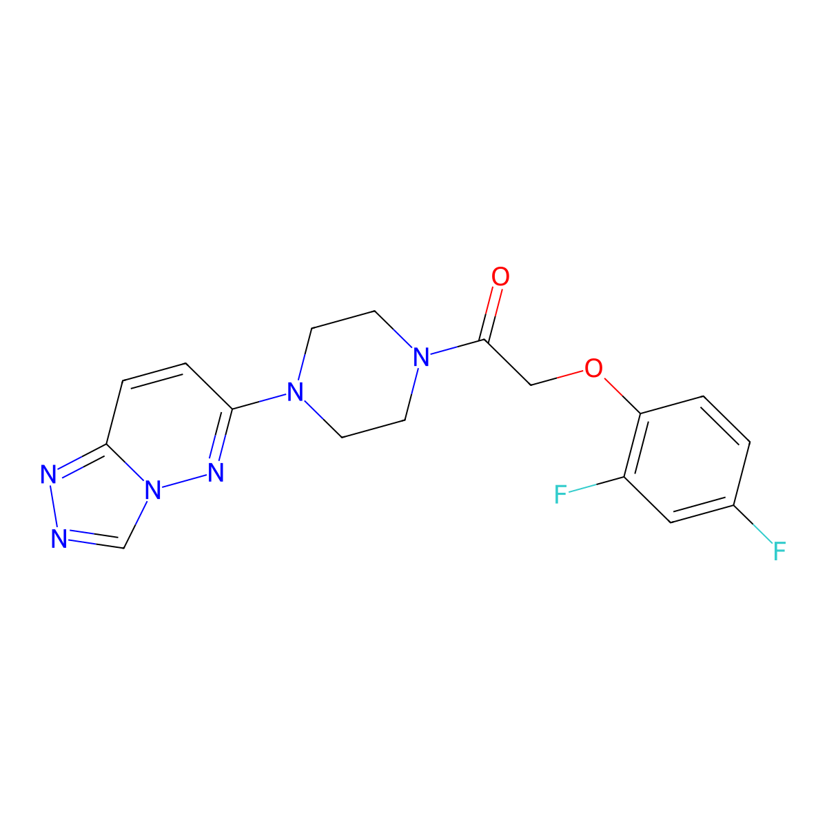 2-(2,4-Difluorophenoxy)-1-(4-{[1,2,4]triazolo[4,3-b]pyridazin-6-yl}piperazin-1-yl)ethan-1-one molecular structure, CAS 1021216-63-6
