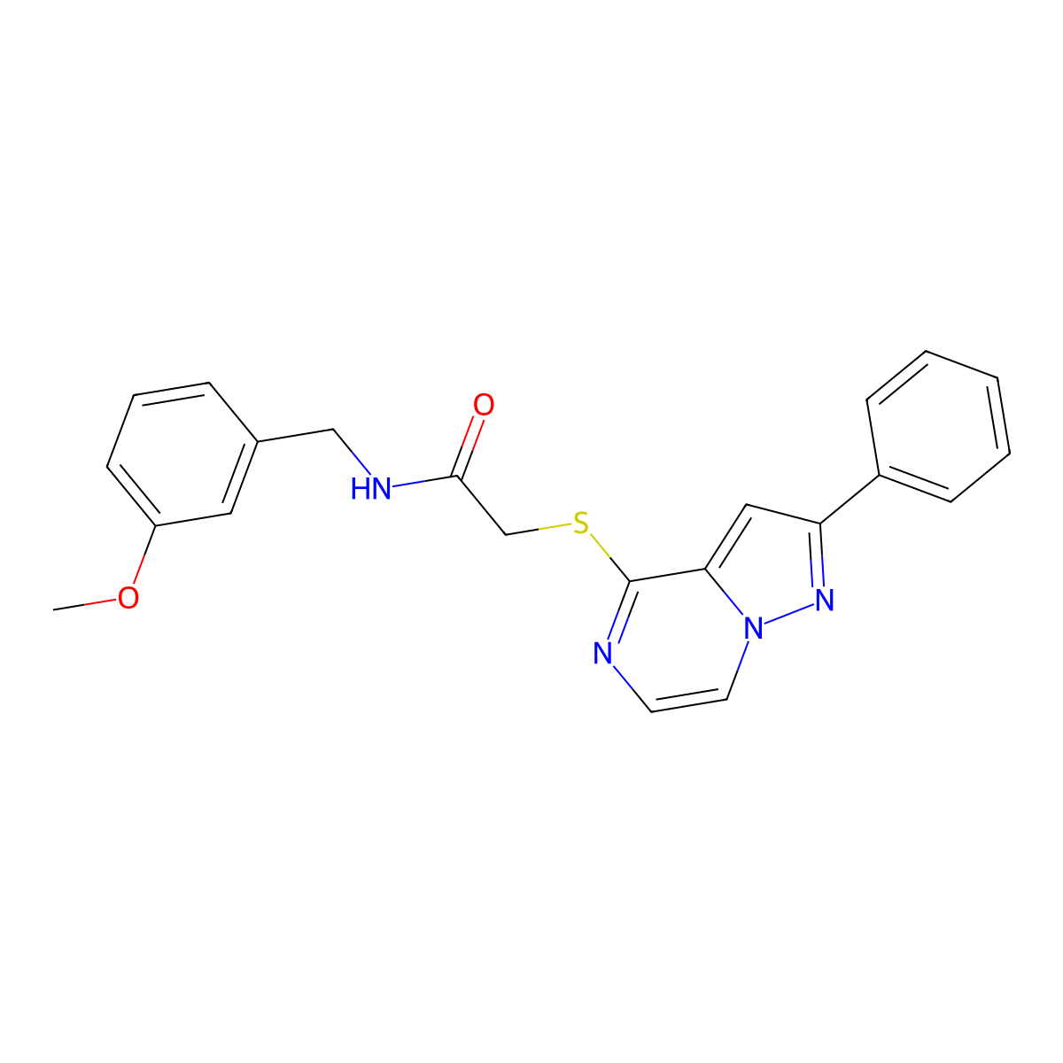 N-[(3-Methoxyphenyl)methyl]-2-({2-phenylpyrazolo[1,5-A]pyrazin-4-YL}sulfanyl)acetamide molecular structure, CAS 1021216-68-1