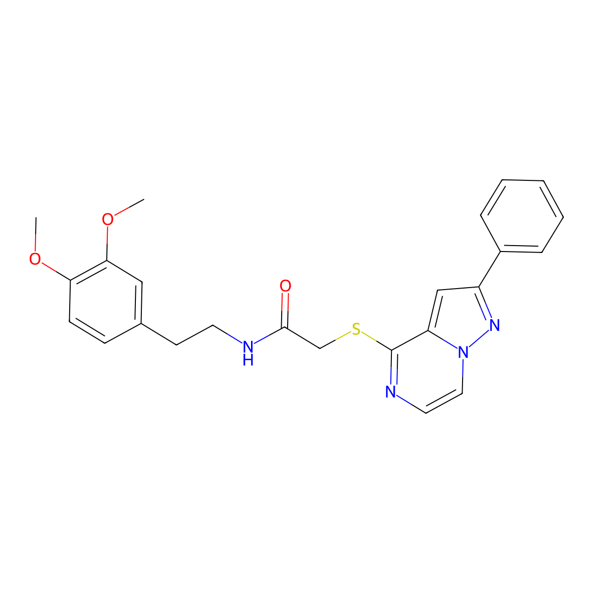 N-[2-(3,4-Dimethoxyphenyl)ethyl]-2-({2-phenylpyrazolo[1,5-A]pyrazin-4-YL}sulfanyl)acetamide molecular structure, CAS 1021216-72-7