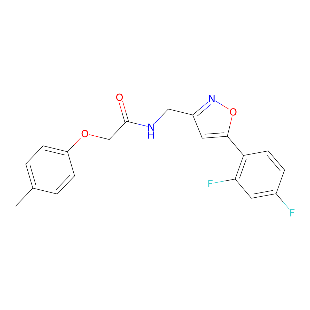 N-{[5-(2,4-difluorophenyl)-1,2-oxazol-3-yl]methyl}-2-(4-methylphenoxy)acetamide molecular structure, CAS 1021216-77-2