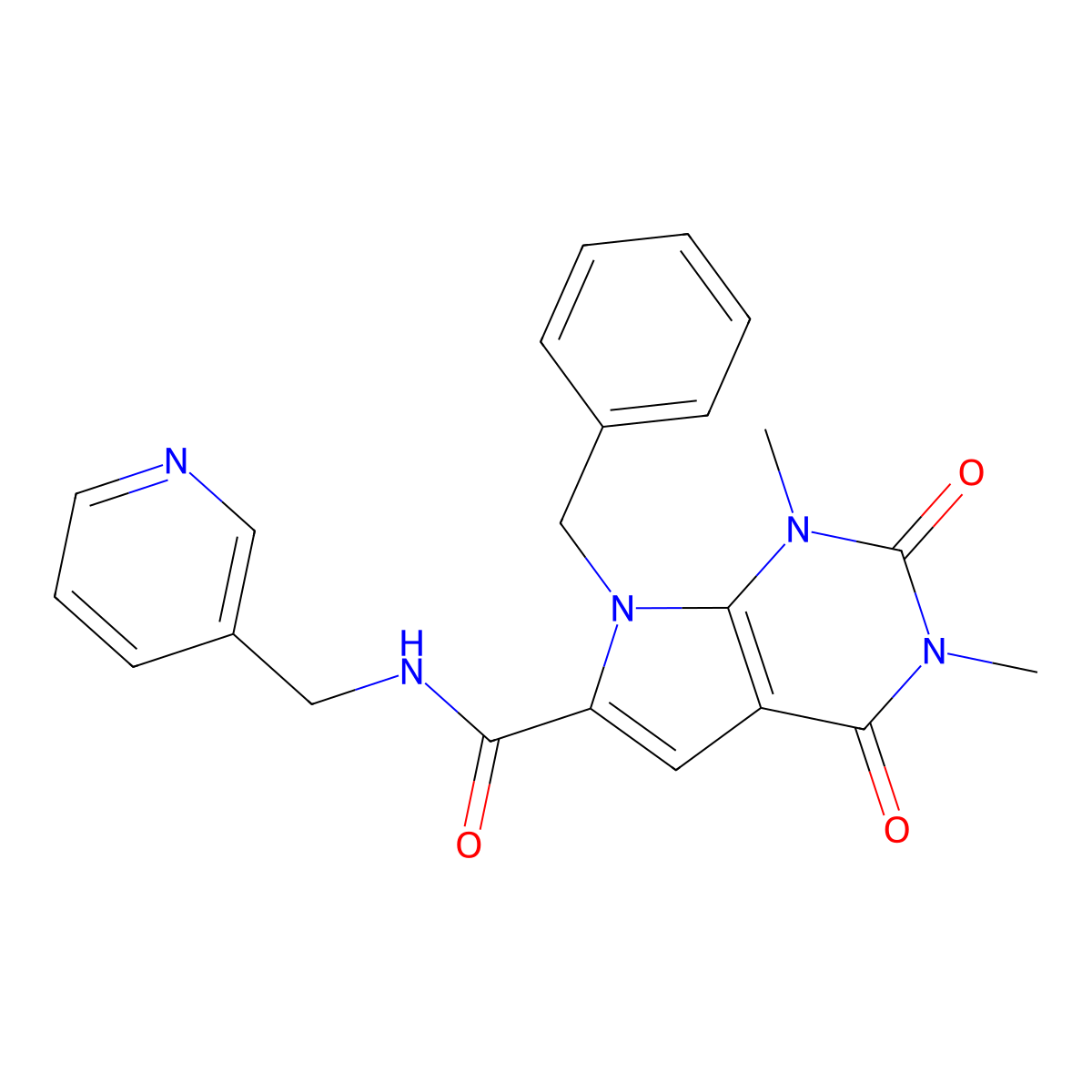 7-benzyl-1,3-dimethyl-2,4-dioxo-N-(pyridin-3-ylmethyl)-2,3,4,7-tetrahydro-1H-pyrrolo[2,3-d]pyrimidine-6-carboxamide molecular structure, CAS 1021216-81-8