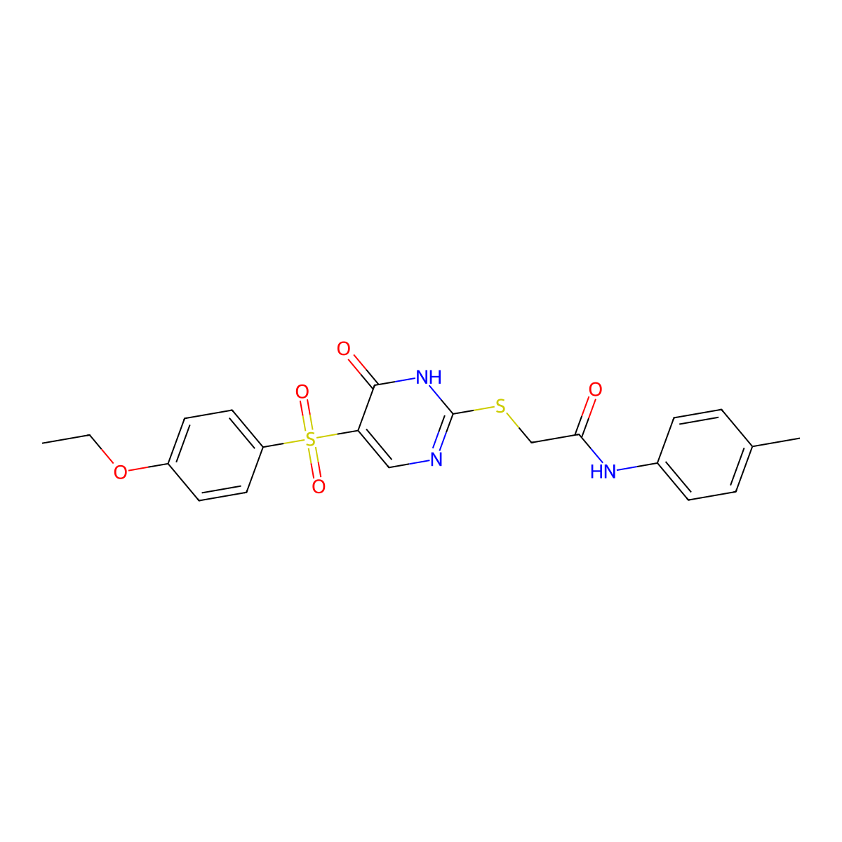 2-{[5-(4-ethoxybenzenesulfonyl)-6-oxo-1,6-dihydropyrimidin-2-yl]sulfanyl}-N-(4-methylphenyl)acetamide molecular structure, CAS 1021216-83-0