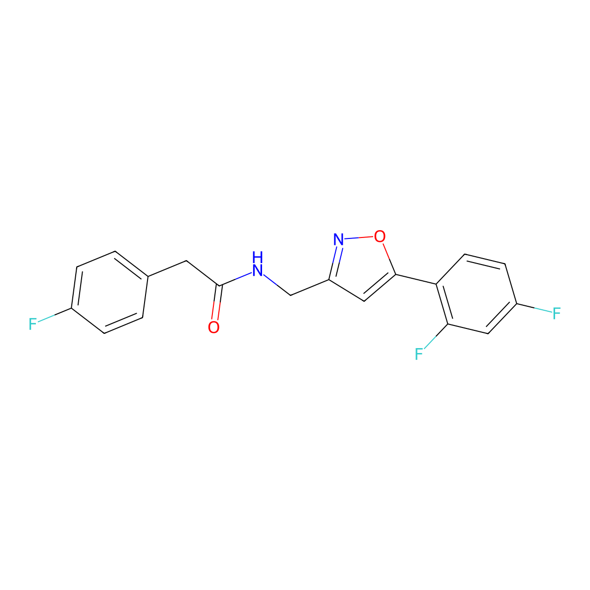 N-{[5-(2,4-difluorophenyl)-1,2-oxazol-3-yl]methyl}-2-(4-fluorophenyl)acetamide molecular structure, CAS 1021216-88-5
