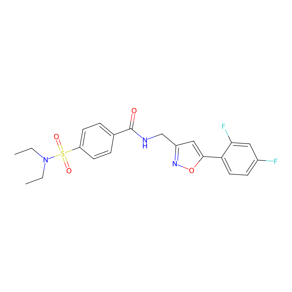 4-(diethylsulfamoyl)-N-{[5-(2,4-difluorophenyl)-1,2-oxazol-3-yl]methyl}benzamide molecular structure, CAS 1021216-96-5