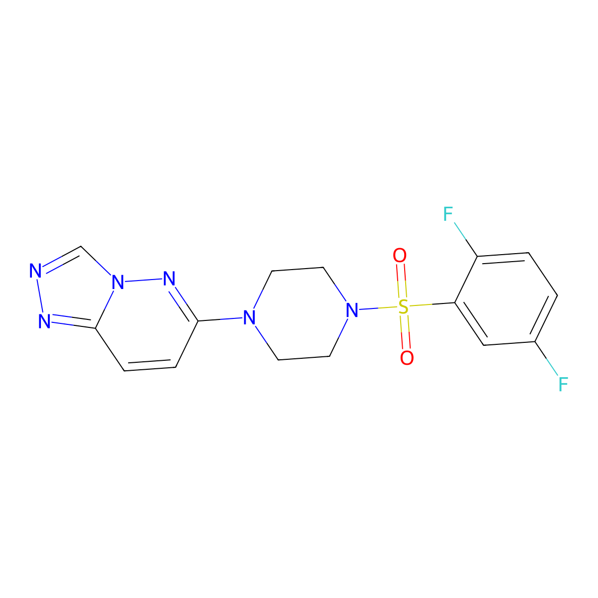 6-(4-((2,5-Difluorophenyl)sulfonyl)piperazin-1-yl)-[1,2,4]triazolo[4,3-b]pyridazine molecular structure, CAS 1021217-02-6