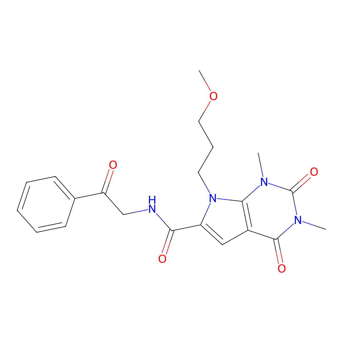 7-(3-methoxypropyl)-1,3-dimethyl-2,4-dioxo-N-(2-oxo-2-phenylethyl)-2,3,4,7-tetrahydro-1H-pyrrolo[2,3-d]pyrimidine-6-carboxamide molecular structure, CAS 1021217-06-0