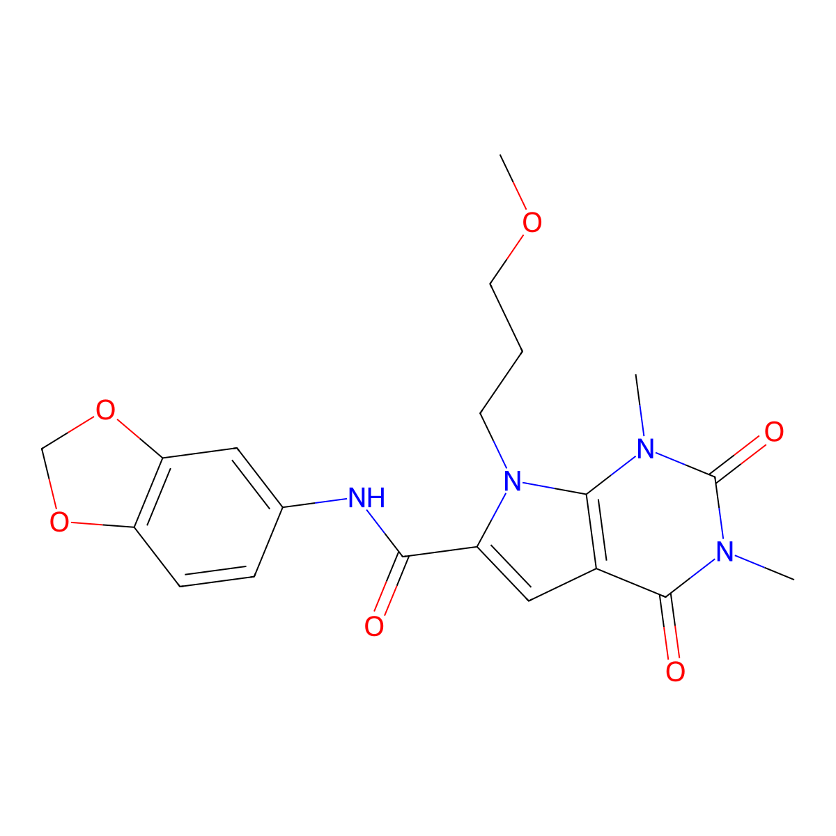 N-(1,3-benzodioxol-5-yl)-7-(3-methoxypropyl)-1,3-dimethyl-2,4-dioxo-2,3,4,7-tetrahydro-1H-pyrrolo[2,3-d]pyrimidine-6-carboxamide molecular structure, CAS 1021217-11-7