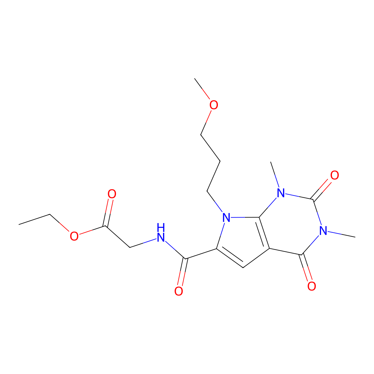 ethyl 2-(7-(3-methoxypropyl)-1,3-dimethyl-2,4-dioxo-2,3,4,7-tetrahydro-1H-pyrrolo[2,3-d]pyrimidine-6-carboxamido)acetate molecular structure, CAS 1021217-16-2