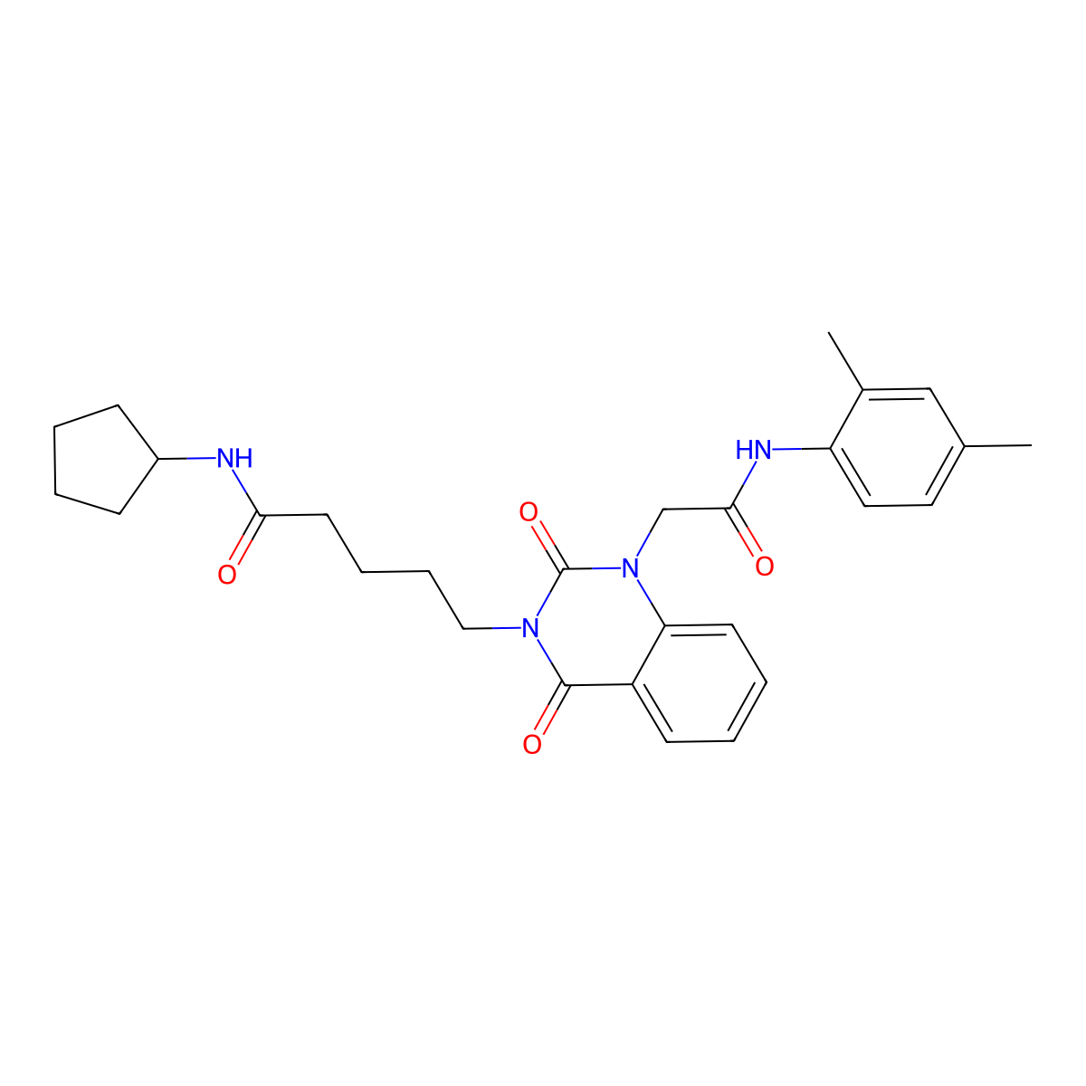 N-cyclopentyl-5-(1-{[(2,4-dimethylphenyl)carbamoyl]methyl}-2,4-dioxo-1,2,3,4-tetrahydroquinazolin-3-yl)pentanamide molecular structure, CAS 1021217-18-4