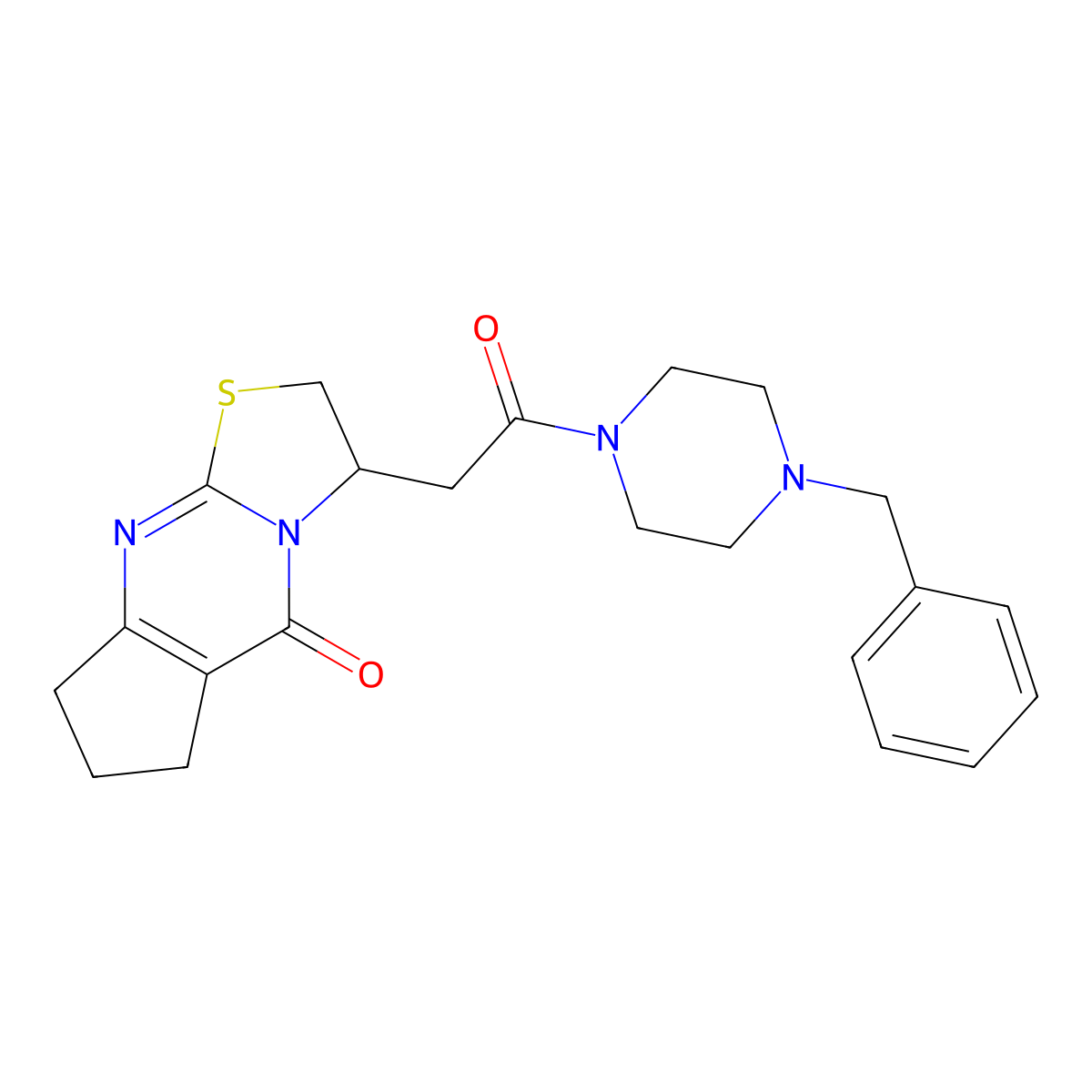 3-(2-(4-benzylpiperazin-1-yl)-2-oxoethyl)-2,3,7,8-tetrahydrocyclopenta[d]thiazolo[3,2-a]pyrimidin-5(6H)-one molecular structure, CAS 1021217-23-1