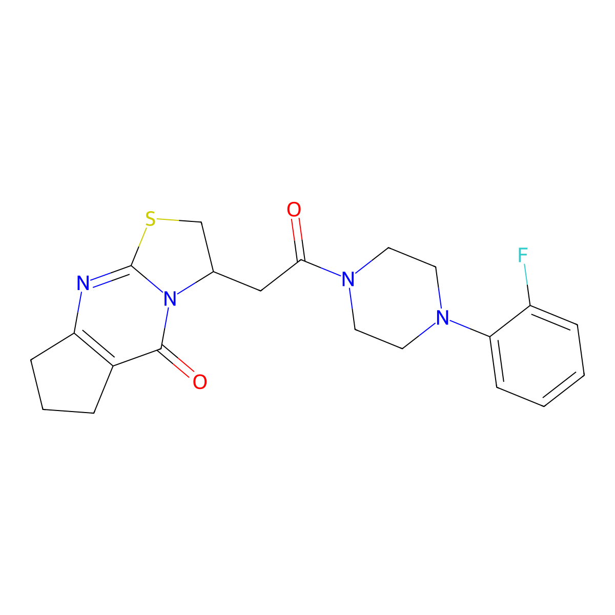 3-(2-(4-(2-fluorophenyl)piperazin-1-yl)-2-oxoethyl)-2,3,7,8-tetrahydrocyclopenta[d]thiazolo[3,2-a]pyrimidin-5(6H)-one molecular structure, CAS 1021217-27-5