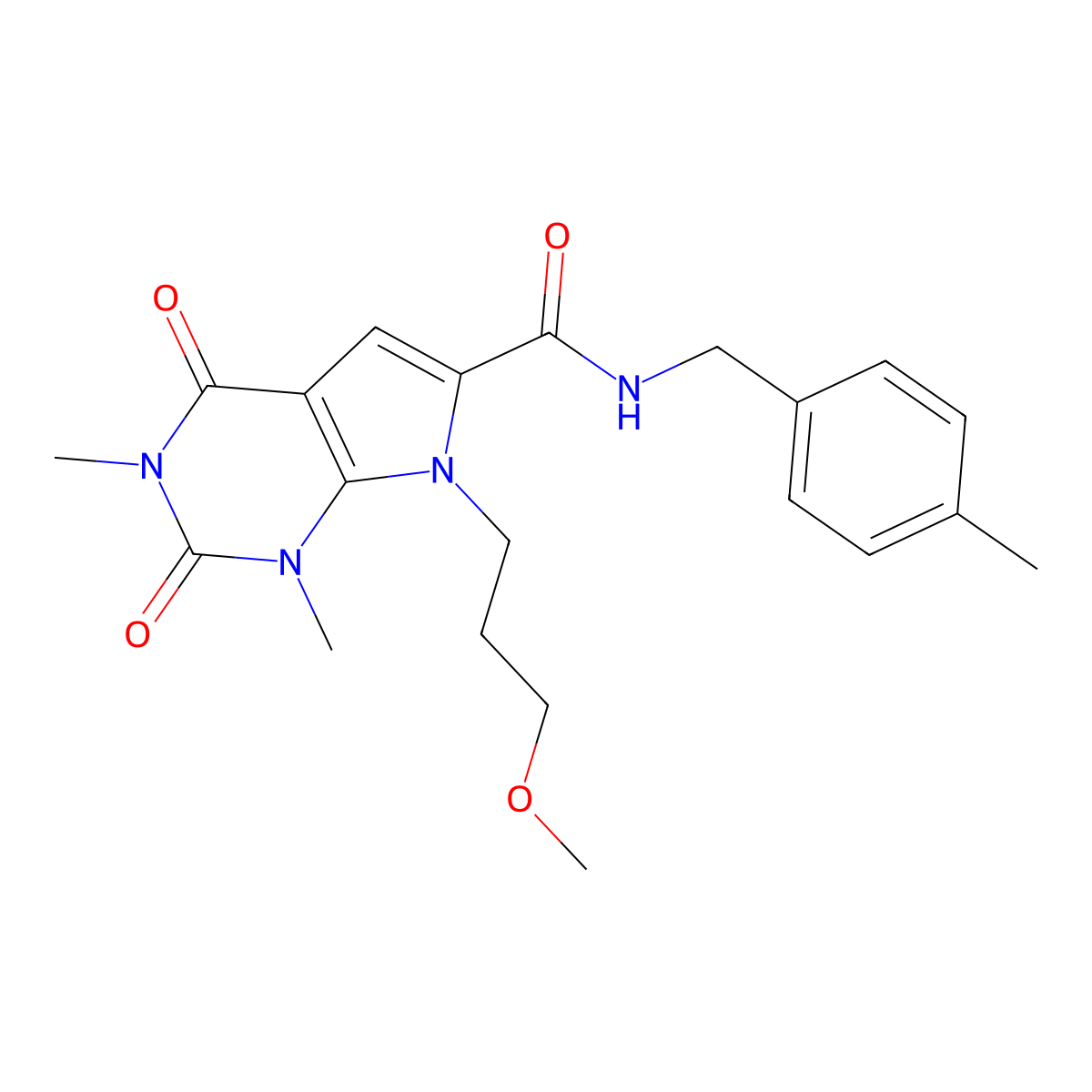 7-(3-methoxypropyl)-1,3-dimethyl-N-(4-methylbenzyl)-2,4-dioxo-2,3,4,7-tetrahydro-1H-pyrrolo[2,3-d]pyrimidine-6-carboxamide molecular structure, CAS 1021217-29-7