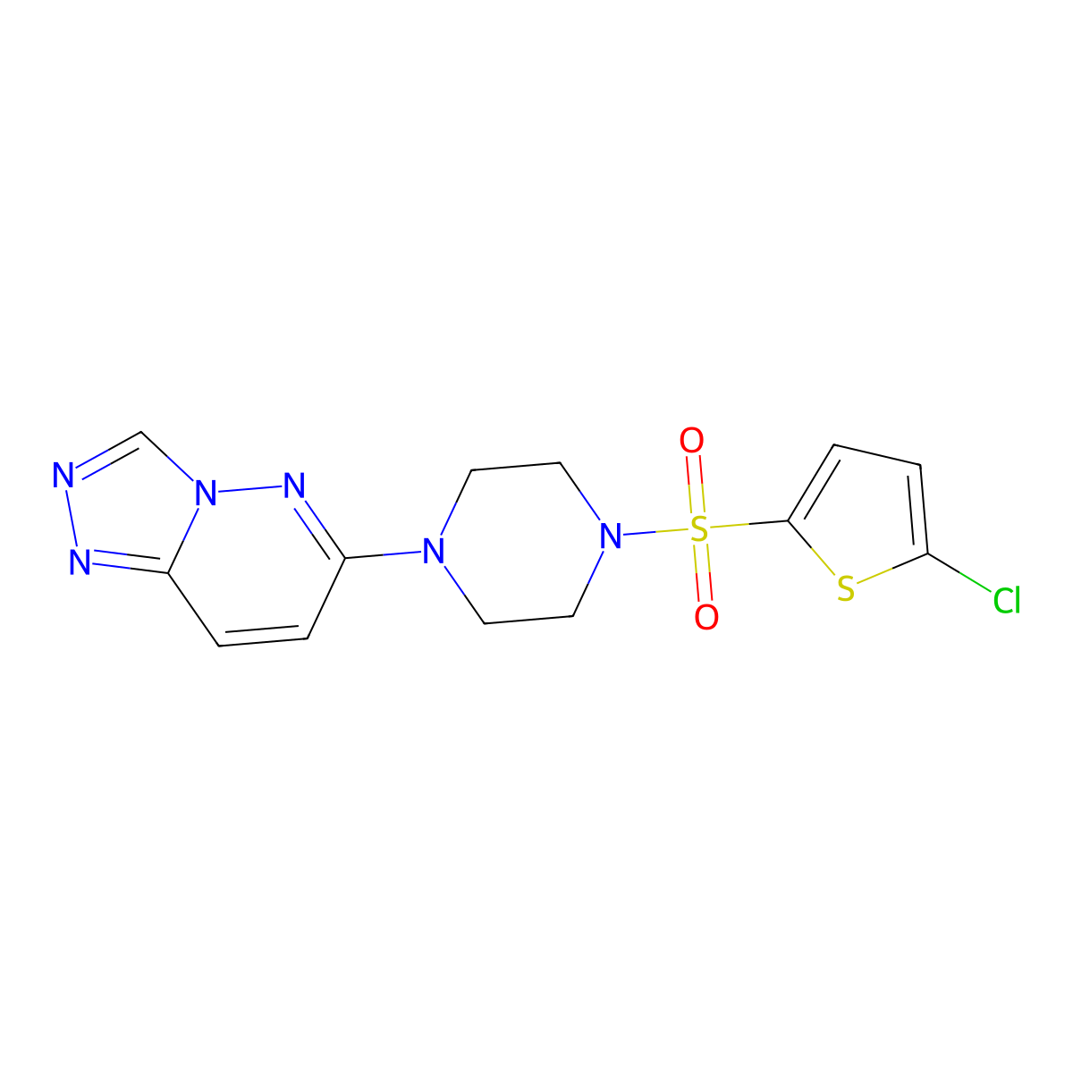 1-[(5-Chlorothiophen-2-yl)sulfonyl]-4-{[1,2,4]triazolo[4,3-b]pyridazin-6-yl}piperazine molecular structure, CAS 1021217-30-0