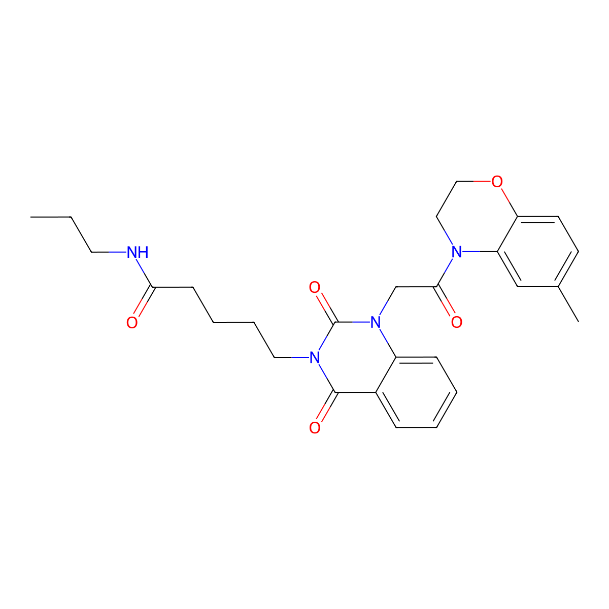 5-(1-(2-(6-methyl-2H-benzo[b][1,4]oxazin-4(3H)-yl)-2-oxoethyl)-2,4-dioxo-1,2-dihydroquinazolin-3(4H)-yl)-N-propylpentanamide molecular structure, CAS 1021217-40-2