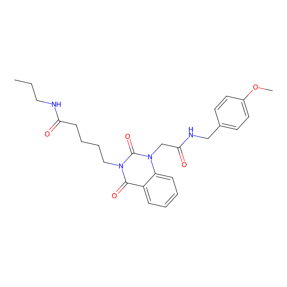 5-[1-({[(4-methoxyphenyl)methyl]carbamoyl}methyl)-2,4-dioxo-1,2,3,4-tetrahydroquinazolin-3-yl]-N-propylpentanamide molecular structure, CAS 1021217-44-6