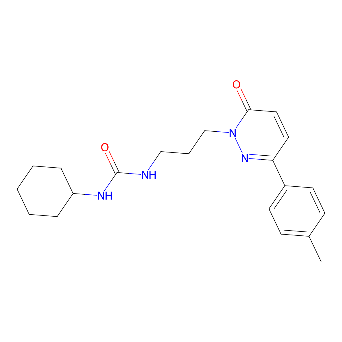 1-cyclohexyl-3-(3-(6-oxo-3-(p-tolyl)pyridazin-1(6H)-yl)propyl)urea molecular structure, CAS 1021217-46-8