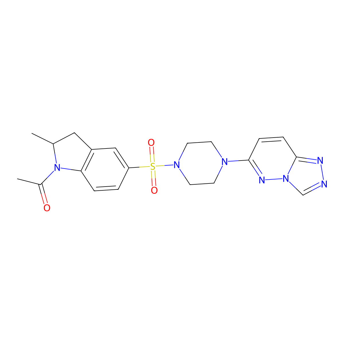 1-(5-((4-([1,2,4]Triazolo[4,3-b]pyridazin-6-yl)piperazin-1-yl)sulfonyl)-2-methylindolin-1-yl)ethanone molecular structure, CAS 1021217-56-0
