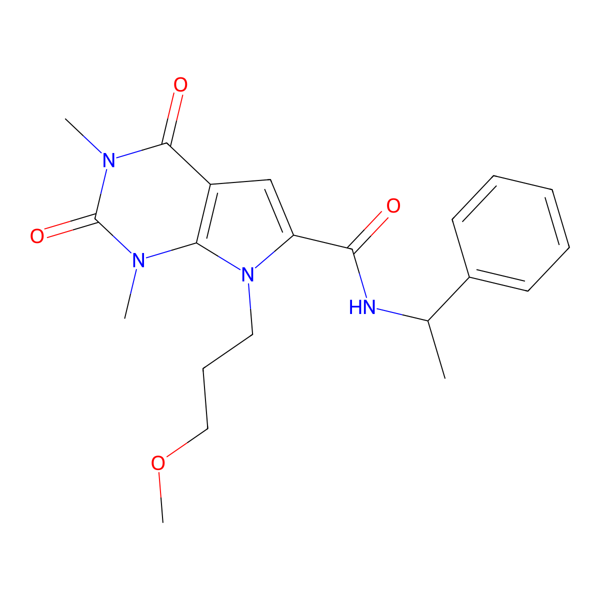 7-(3-methoxypropyl)-1,3-dimethyl-2,4-dioxo-N-(1-phenylethyl)-2,3,4,7-tetrahydro-1H-pyrrolo[2,3-d]pyrimidine-6-carboxamide molecular structure, CAS 1021217-59-3