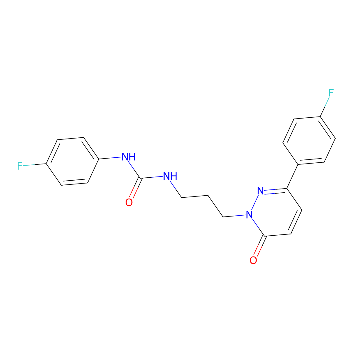 1-(4-Fluorophenyl)-3-{3-[3-(4-fluorophenyl)-6-oxo-1,6-dihydropyridazin-1-yl]propyl}urea molecular structure, CAS 1021217-62-8