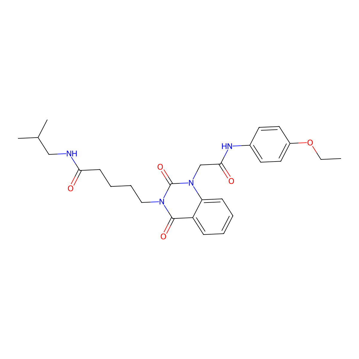 5-(1-{[(4-ethoxyphenyl)carbamoyl]methyl}-2,4-dioxo-1,2,3,4-tetrahydroquinazolin-3-yl)-N-(2-methylpropyl)pentanamide molecular structure, CAS 1021217-64-0