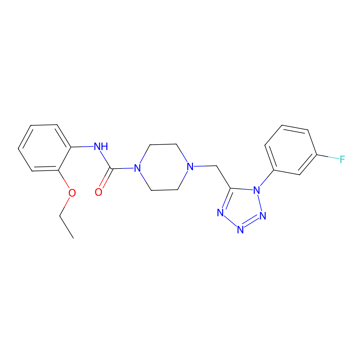 N-(2-ethoxyphenyl)-4-((1-(3-fluorophenyl)-1H-tetrazol-5-yl)methyl)piperazine-1-carboxamide molecular structure, CAS 1021217-72-0