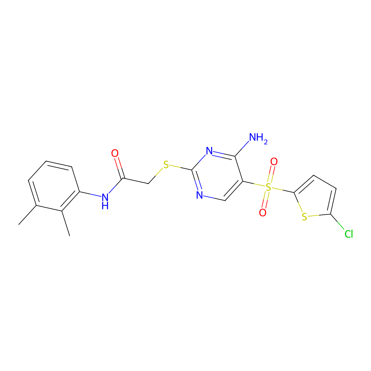 2-({4-amino-5-[(5-chlorothiophen-2-yl)sulfonyl]pyrimidin-2-yl}sulfanyl)-N-(2,3-dimethylphenyl)acetamide molecular structure, CAS 1021217-73-1