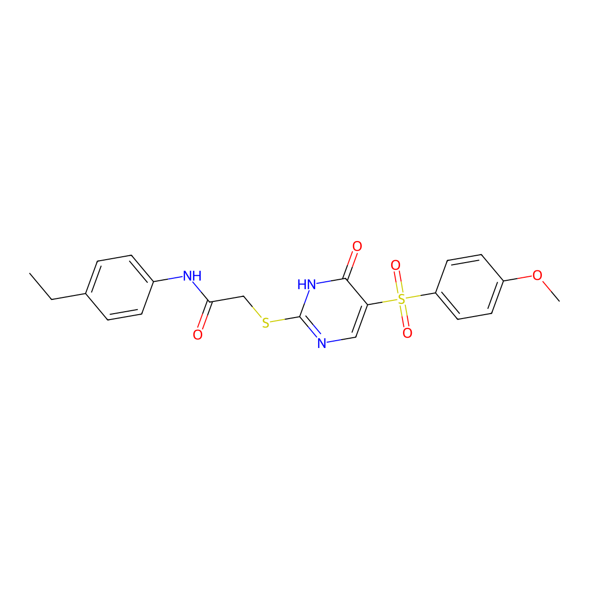 N-(4-ethylphenyl)-2-{[5-(4-methoxybenzenesulfonyl)-6-oxo-1,6-dihydropyrimidin-2-yl]sulfanyl}acetamide molecular structure, CAS 1021217-81-1