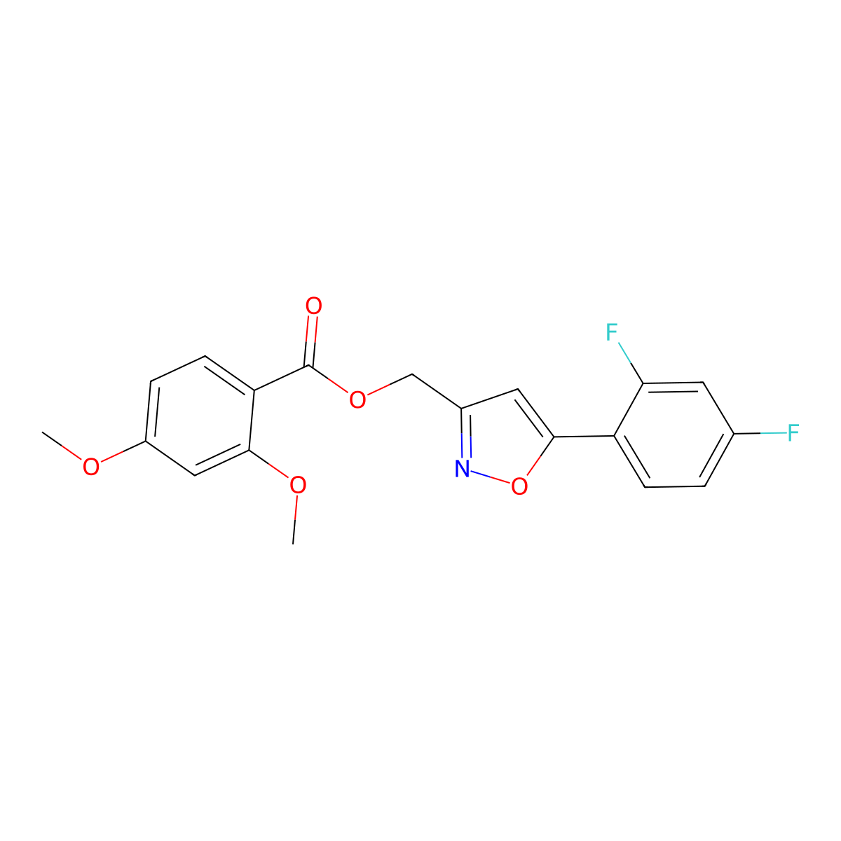 [5-(2,4-Difluorophenyl)-1,2-oxazol-3-yl]methyl 2,4-dimethoxybenzoate molecular structure, CAS 1021217-83-3