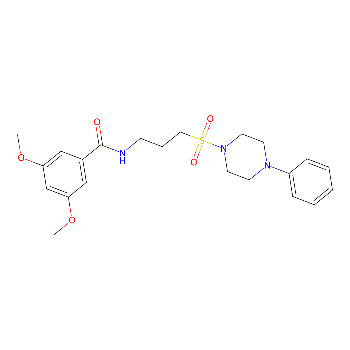 3,5-dimethoxy-N-(3-((4-phenylpiperazin-1-yl)sulfonyl)propyl)benzamide molecular structure, CAS 1021217-84-4