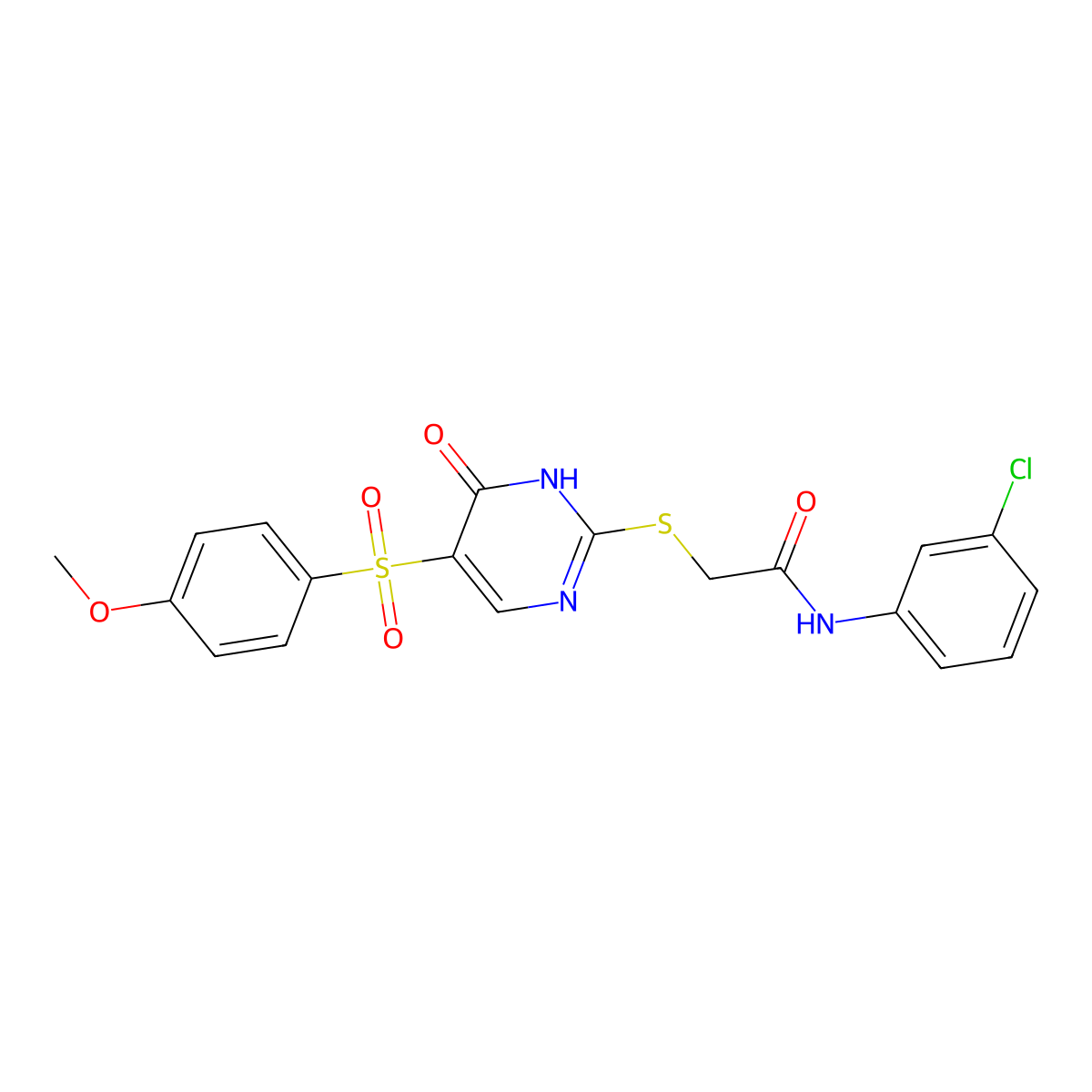 N-(3-chlorophenyl)-2-{[5-(4-methoxybenzenesulfonyl)-6-oxo-1,6-dihydropyrimidin-2-yl]sulfanyl}acetamide molecular structure, CAS 1021217-85-5
