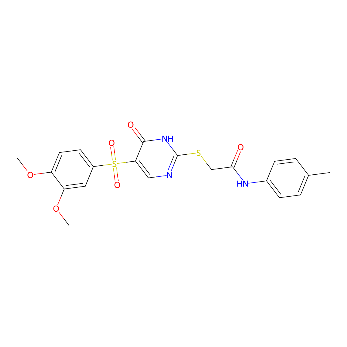 2-{[5-(3,4-dimethoxybenzenesulfonyl)-6-oxo-1,6-dihydropyrimidin-2-yl]sulfanyl}-N-(4-methylphenyl)acetamide molecular structure, CAS 1021217-91-3