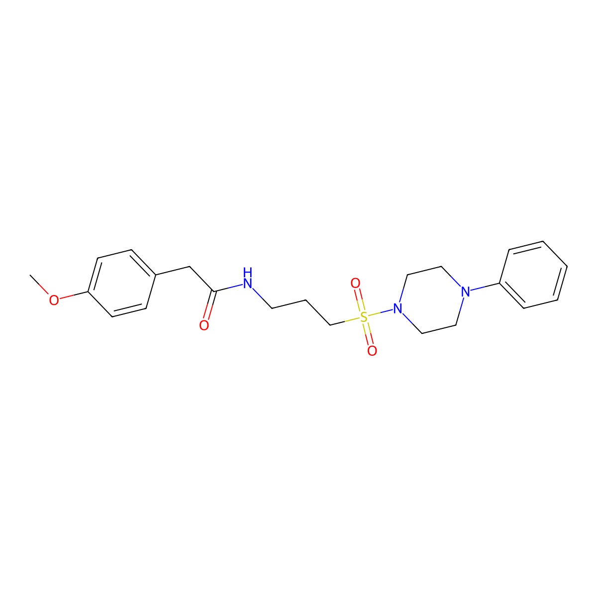 2-(4-methoxyphenyl)-N-(3-((4-phenylpiperazin-1-yl)sulfonyl)propyl)acetamide molecular structure, CAS 1021217-93-5