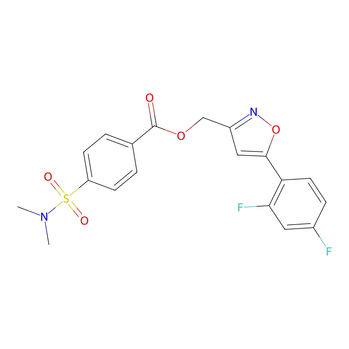 [5-(2,4-Difluorophenyl)-1,2-oxazol-3-yl]methyl 4-(dimethylsulfamoyl)benzoate molecular structure, CAS 1021217-94-6